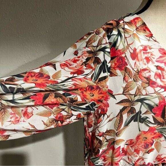 Gianni Bini Chiffon V Neck Shift Dress Wava Poppy Floral Print - Picture 3 of 14